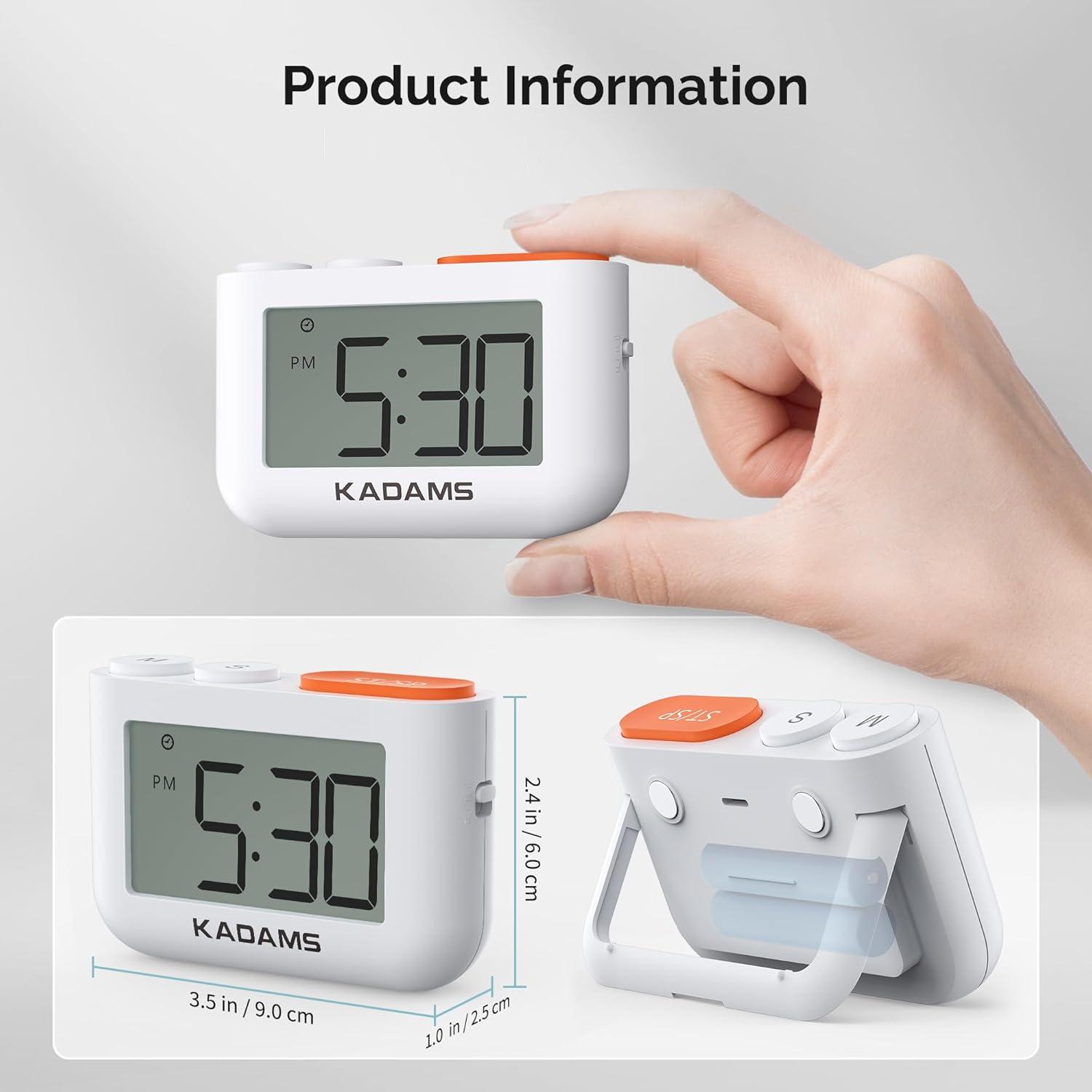 image:imageKADAMS Digital Kitchen Timer Clock with Countdown amp CountUp Magnetic Back Flip Stand 2Level Volume Control Cooking Egg Classroom Teacher Kids Exercise Study Oven Battery Operated