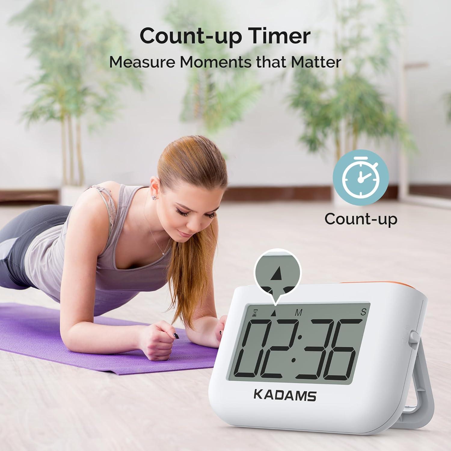 image:imageKADAMS Digital Kitchen Timer Clock with Countdown amp CountUp Magnetic Back Flip Stand 2Level Volume Control Cooking Egg Classroom Teacher Kids Exercise Study Oven Battery Operated