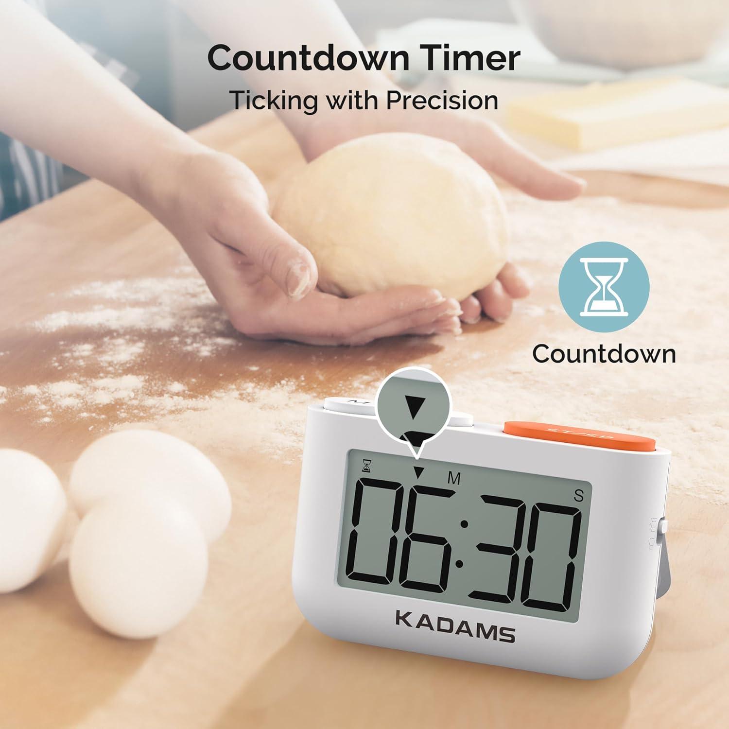 image:imageKADAMS Digital Kitchen Timer Clock with Countdown amp CountUp Magnetic Back Flip Stand 2Level Volume Control Cooking Egg Classroom Teacher Kids Exercise Study Oven Battery Operated