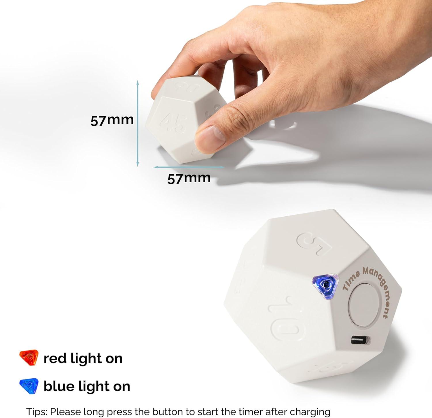 image:imageKADAMS Pomodoro Cube Timer Productivity11 Preset Countdowns FliptoStart Gravity Activation Sound Vibrate Mute Rechargeable Ideal for ADHD Kid Kitchen Classroom Cook Study Exercise WhiteWhite