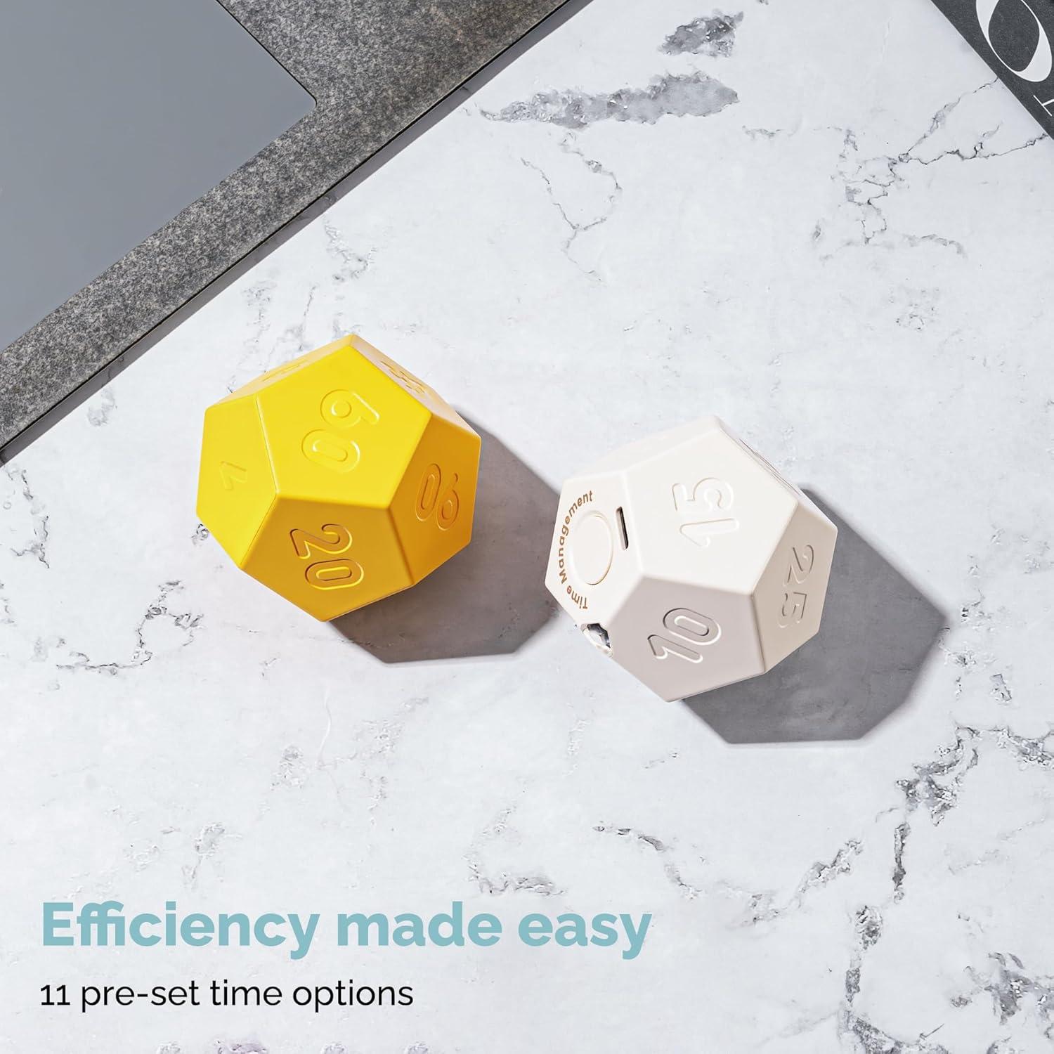 image:imageKADAMS Pomodoro Cube Timer Productivity11 Preset Countdowns FliptoStart Gravity Activation Sound Vibrate Mute Rechargeable Ideal for ADHD Kid Kitchen Classroom Cook Study Exercise WhiteWhite