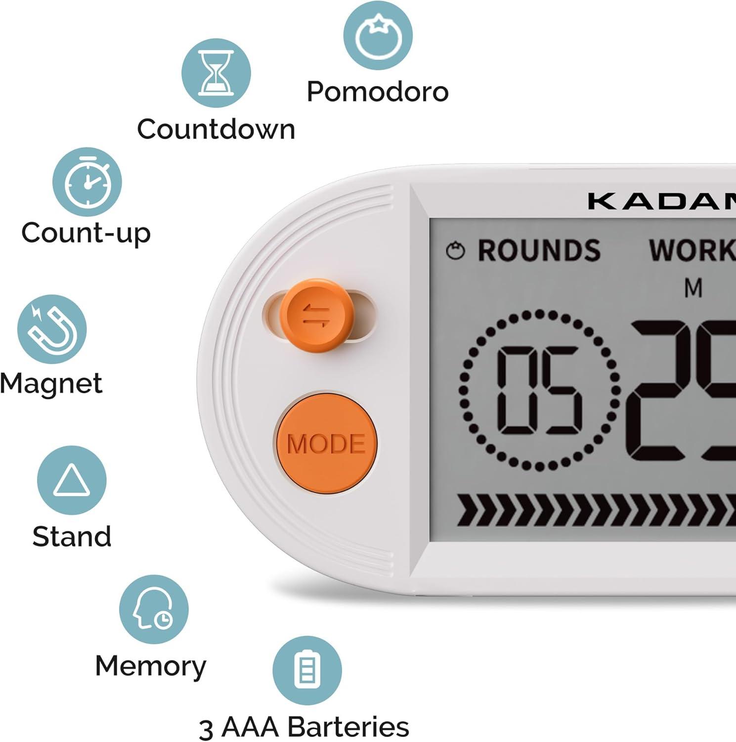image:imageKADAMS Pomodoro Productivity Interval Timer Countdown Stopwatch for Study Yoga Gym Workouts Exercise HIIT Tabata with Magnets Stand Orange