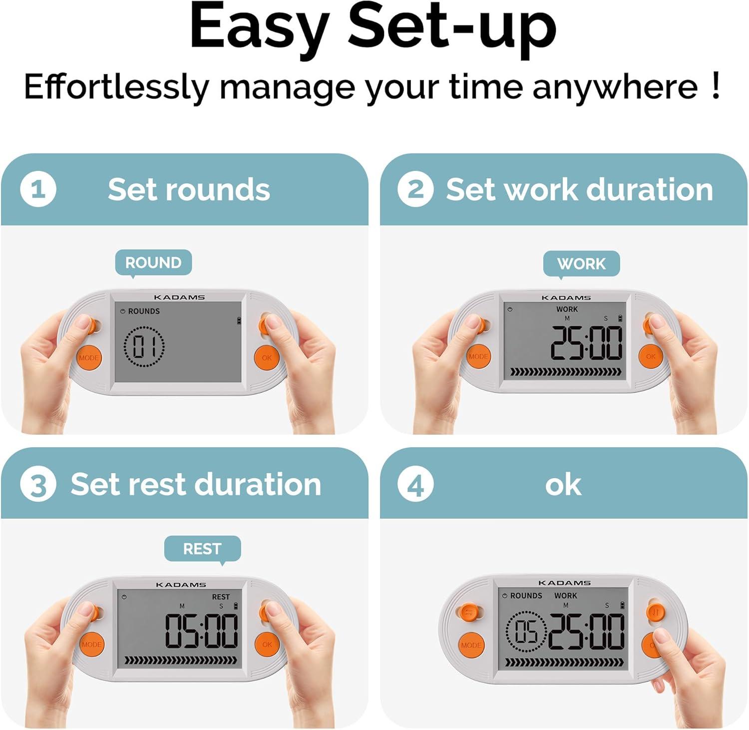 image:imageKADAMS Pomodoro Productivity Interval Timer Countdown Stopwatch for Study Yoga Gym Workouts Exercise HIIT Tabata with Magnets Stand Orange