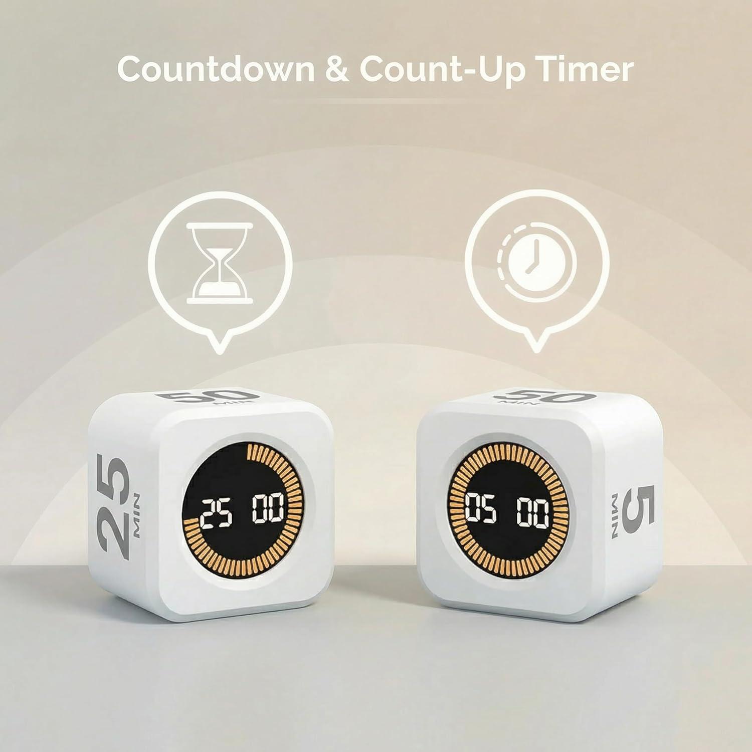 image:imageKADAMS Pomodoro Timer Visual Productivity Pomodoro Cube 5102550 Min Countdown amp Countup Silent Ideal for Work Study Cook Workout Kitchen School Classroom Office Gift Kids 1 WhiteBlack White