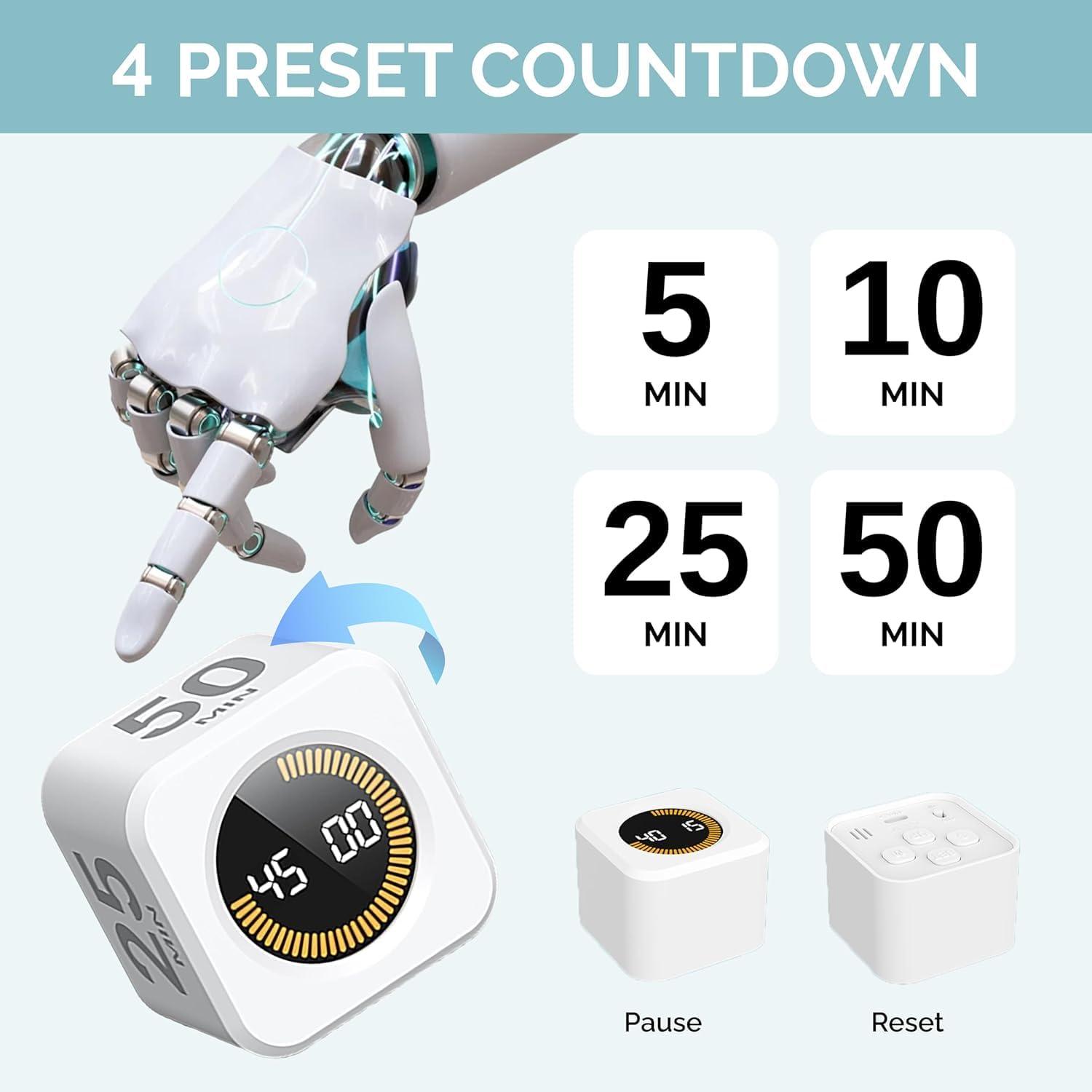 image:imageKADAMS Pomodoro Timer Visual Productivity Pomodoro Cube 5102550 Min Countdown amp Countup Silent Ideal for Work Study Cook Workout Kitchen School Classroom Office Gift Kids 1 WhiteBlack White