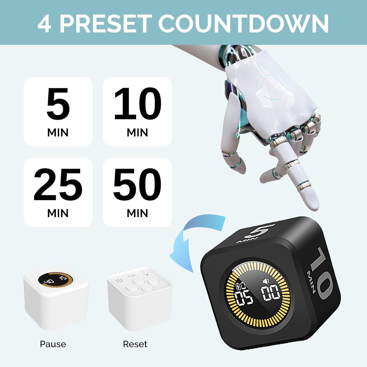 image:imageKADAMS Pomodoro Timer Visual Productivity Pomodoro Cube 5102550 Min Countdown amp Countup Silent Ideal for Work Study Cook Workout Kitchen School Classroom Office Gift Kids 1 WhiteBlack