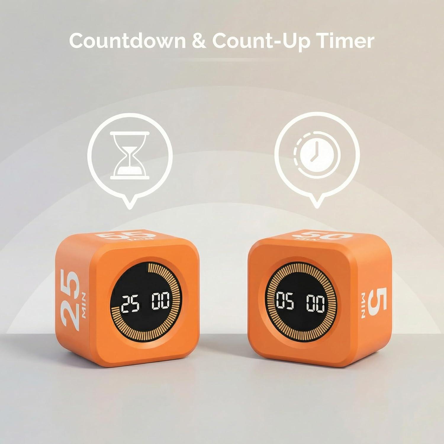 image:imageKADAMS Pomodoro Timer Visual Productivity Pomodoro Cube 5102550 Min Countdown amp Countup Silent Ideal for Work Study Cook Workout Kitchen School Classroom Office Gift Kids 1 WhiteOrange