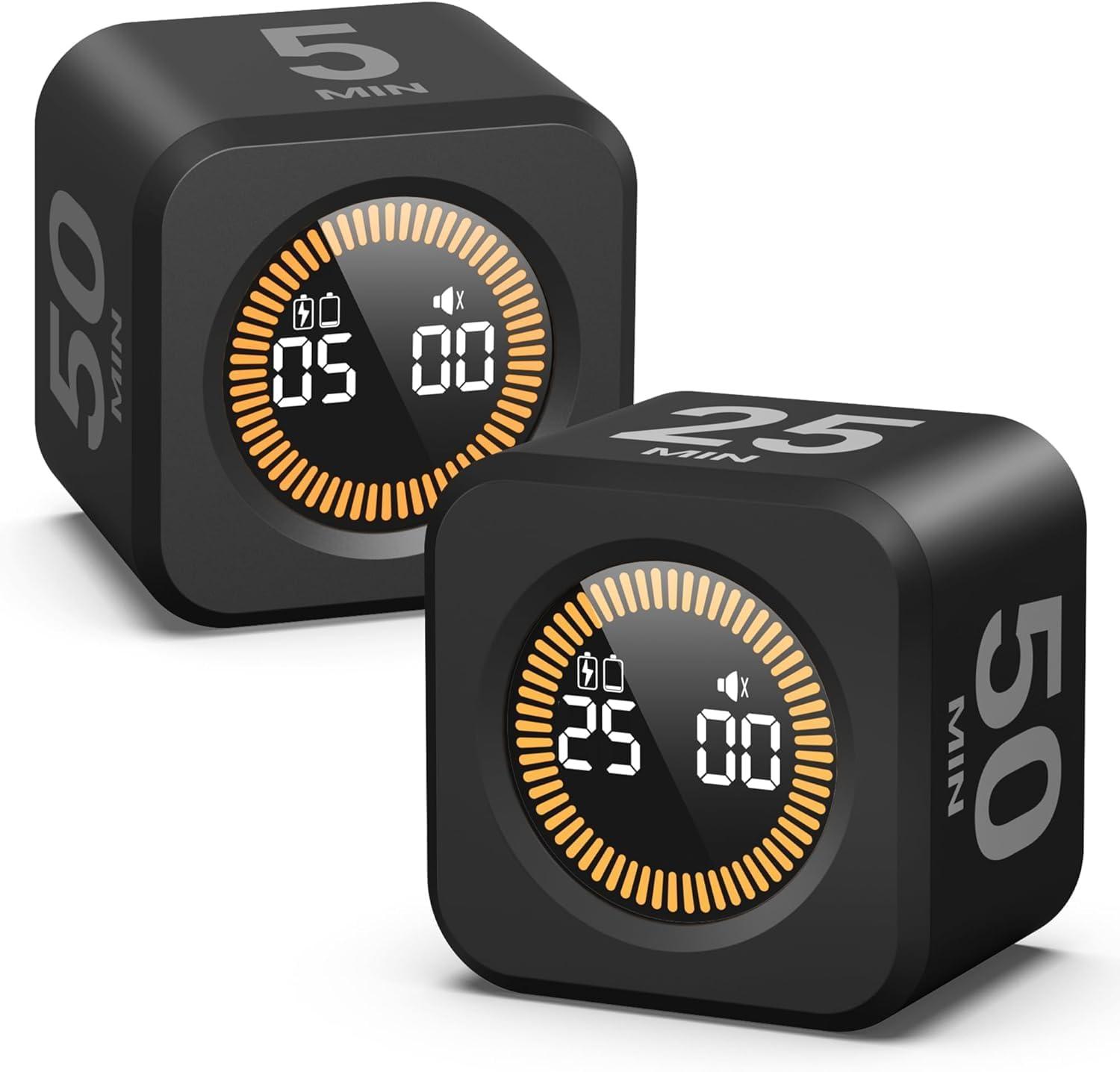 image:imageKADAMS Pomodoro Timer Visual Productivity Pomodoro Cube 5102550 Min Countdown amp Countup Silent Ideal for Work Study Cook Workout Kitchen School Classroom Office Gift Kids 1 WhiteBlack