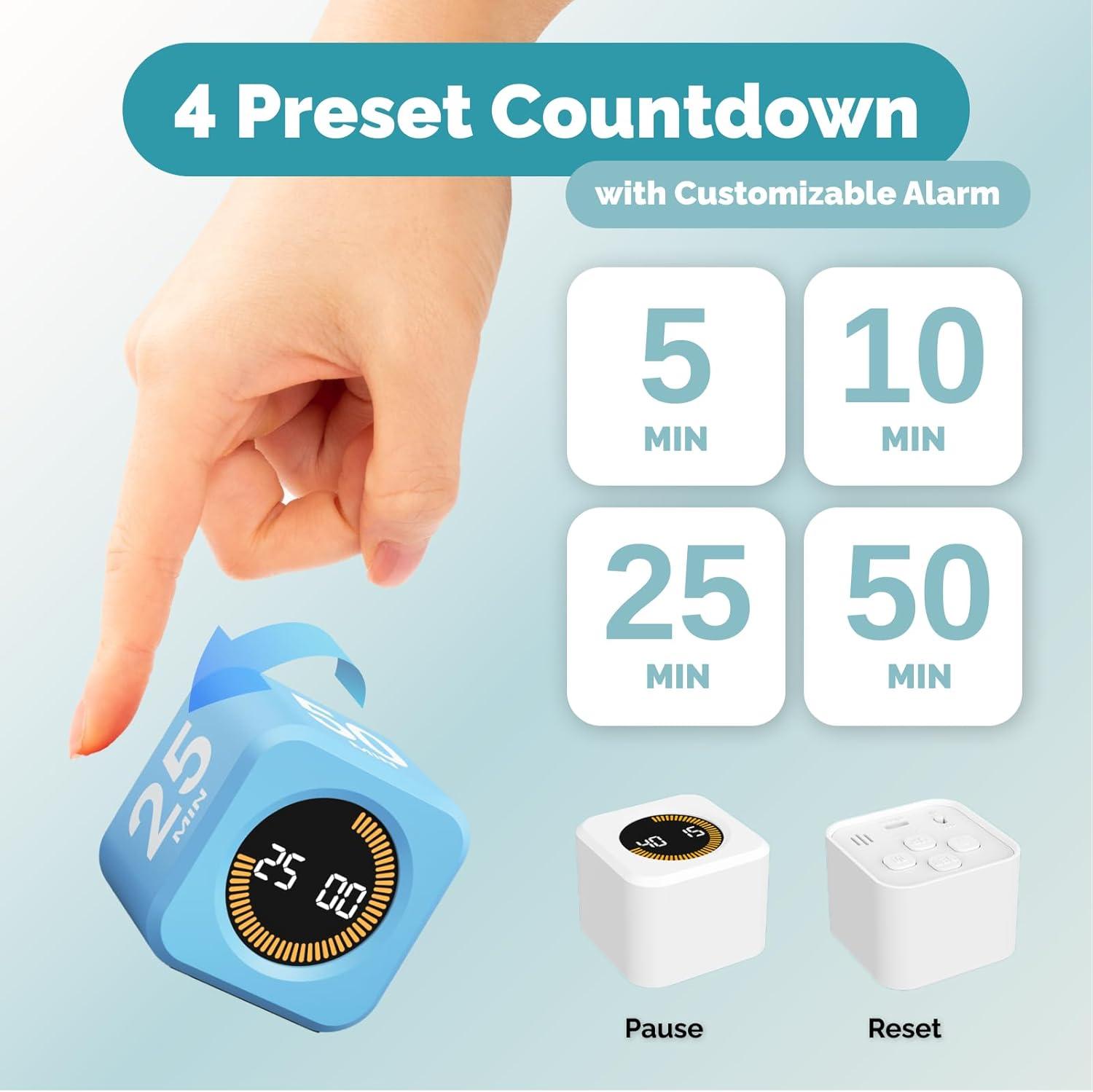 image:imageKADAMS Pomodoro Timer Visual Productivity Pomodoro Cube 5102550 Min Countdown amp Countup Silent Ideal for Work Study Cook Workout Kitchen School Classroom Office Gift Kids 1 WhiteBlue