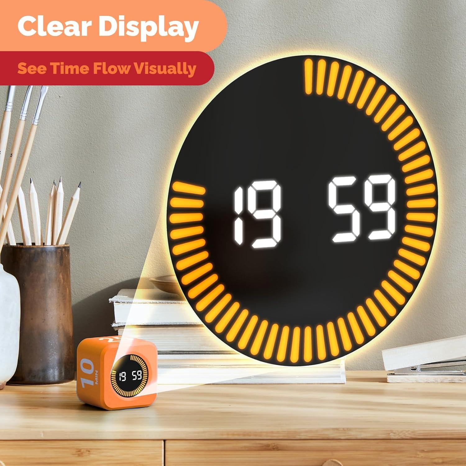 image:imageKADAMS Pomodoro Timer Visual Productivity Pomodoro Cube 5102550 Min Countdown amp Countup Silent Ideal for Work Study Cook Workout Kitchen School Classroom Office Gift Kids 1 WhiteOrange