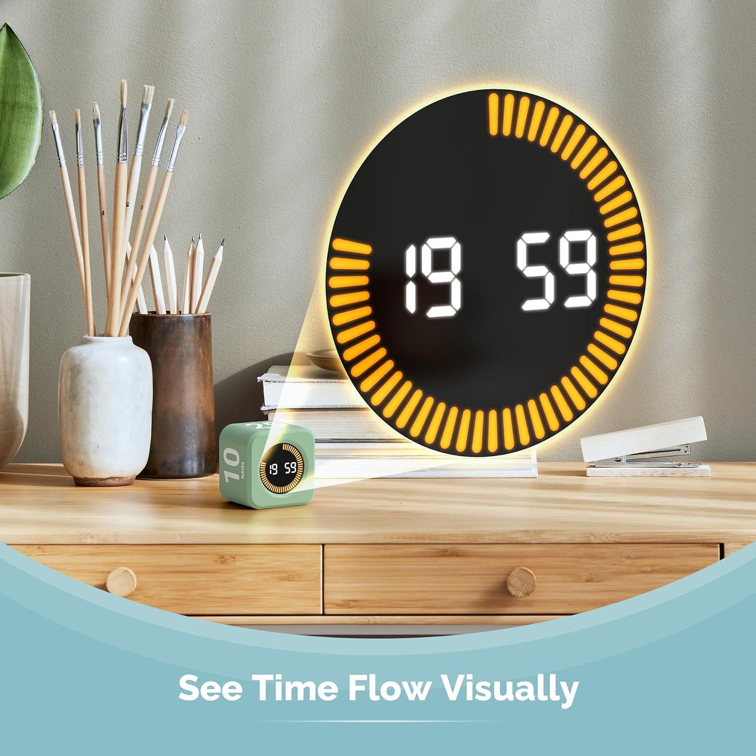image:imageKADAMS Pomodoro Timer Visual Productivity Pomodoro Cube 5102550 Min Countdown amp Countup Silent Ideal for Work Study Cook Workout Kitchen School Classroom Office Gift Kids 1 WhiteGreen