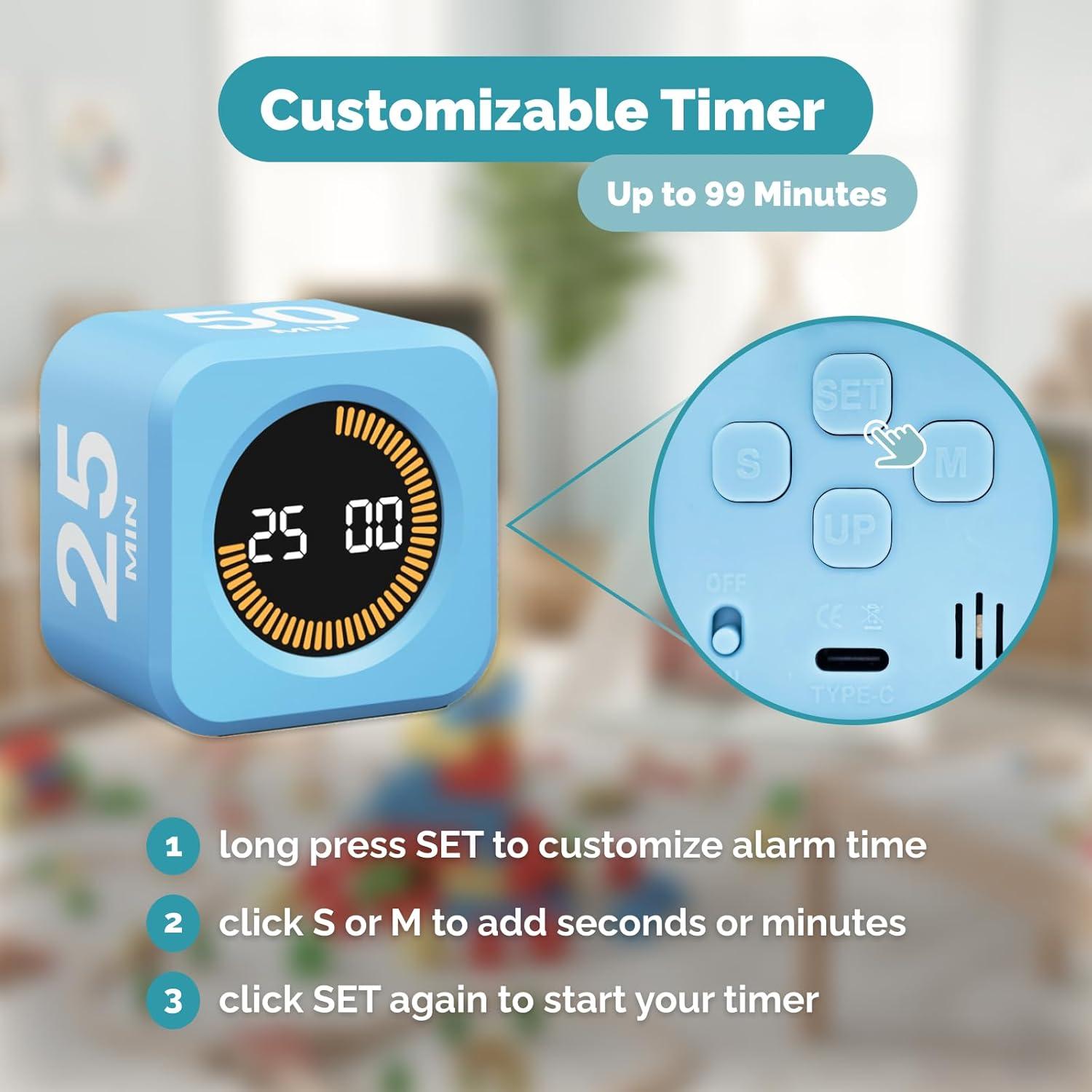 image:imageKADAMS Pomodoro Timer Visual Productivity Pomodoro Cube 5102550 Min Countdown amp Countup Silent Ideal for Work Study Cook Workout Kitchen School Classroom Office Gift Kids 1 WhiteBlue