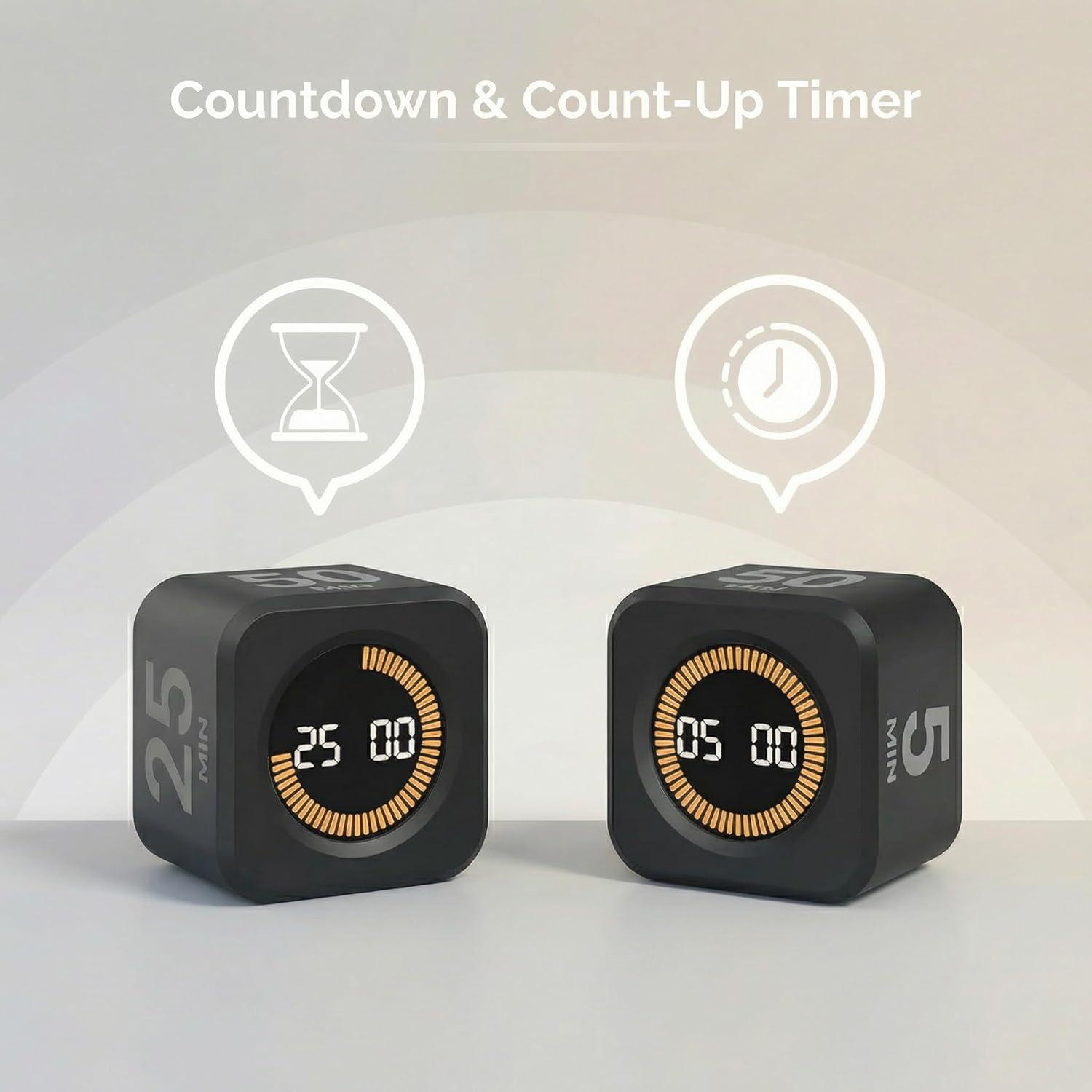 image:imageKADAMS Pomodoro Timer Visual Productivity Pomodoro Cube 5102550 Min Countdown amp Countup Silent Ideal for Work Study Cook Workout Kitchen School Classroom Office Gift Kids 1 WhiteBlack
