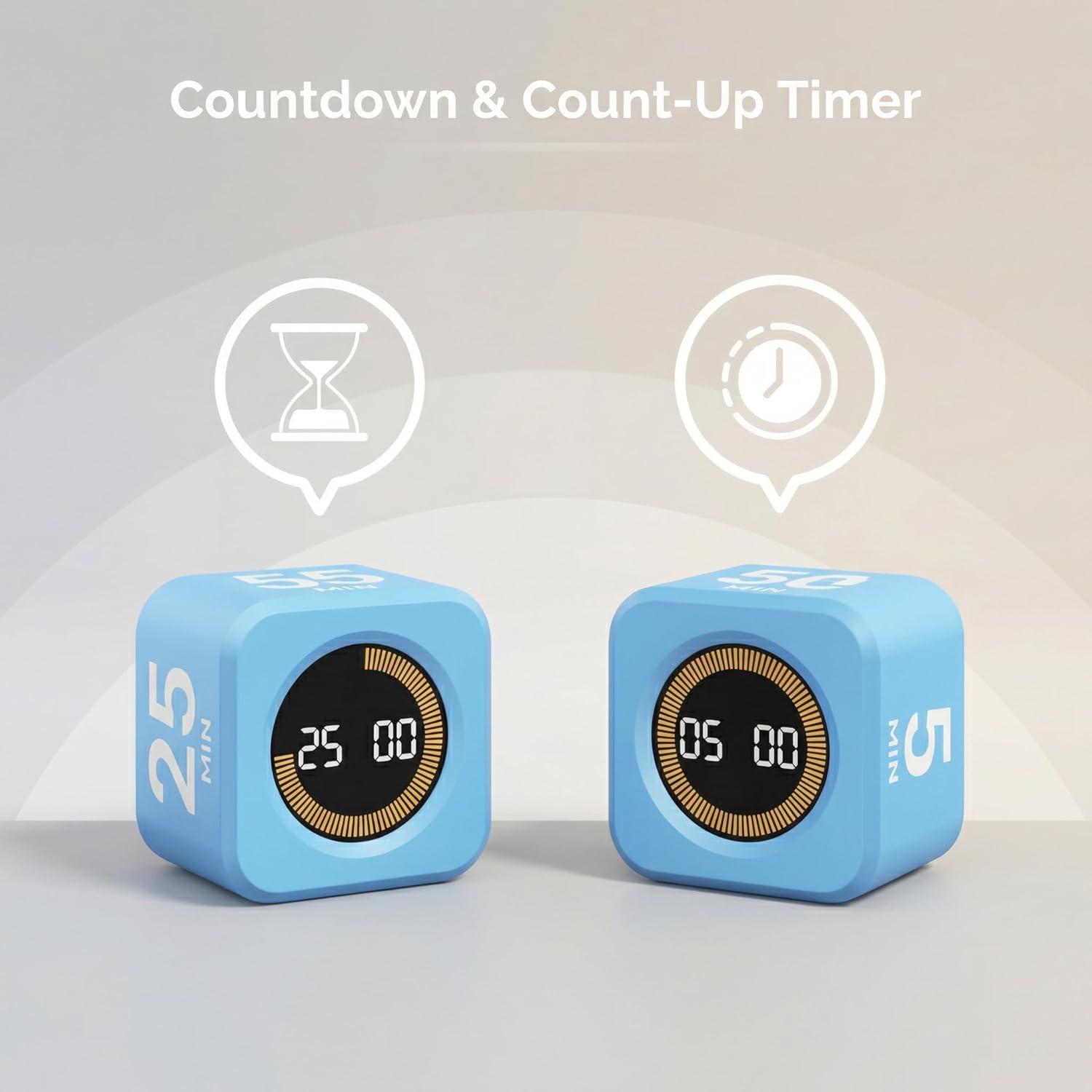 image:imageKADAMS Pomodoro Timer Visual Productivity Pomodoro Cube 5102550 Min Countdown amp Countup Silent Ideal for Work Study Cook Workout Kitchen School Classroom Office Gift Kids 1 WhiteBlue