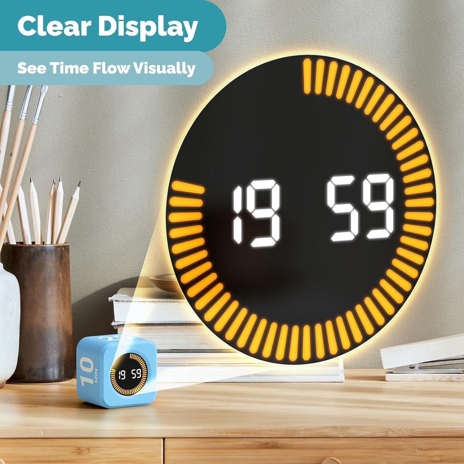 image:imageKADAMS Pomodoro Timer Visual Productivity Pomodoro Cube 5102550 Min Countdown amp Countup Silent Ideal for Work Study Cook Workout Kitchen School Classroom Office Gift Kids 1 WhiteBlue
