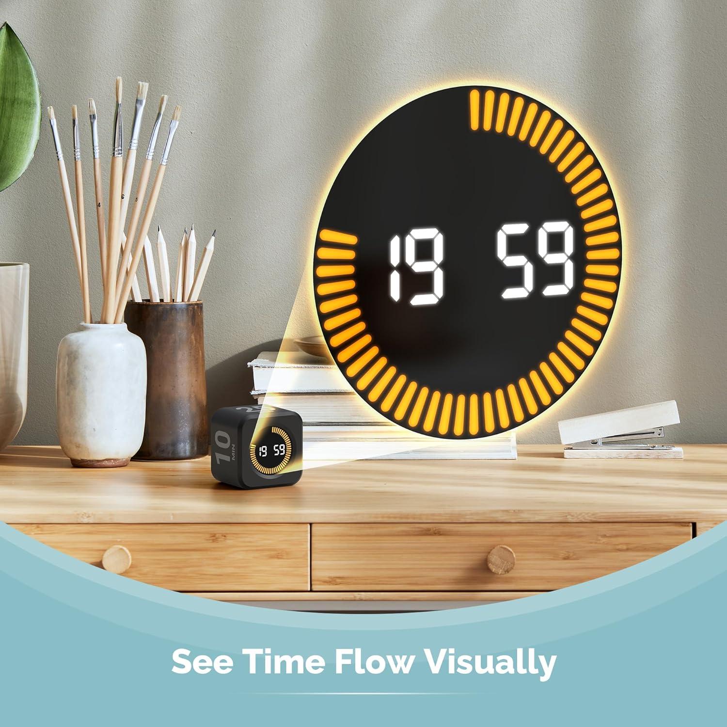 image:imageKADAMS Pomodoro Timer Visual Productivity Pomodoro Cube 5102550 Min Countdown amp Countup Silent Ideal for Work Study Cook Workout Kitchen School Classroom Office Gift Kids 1 WhiteBlack