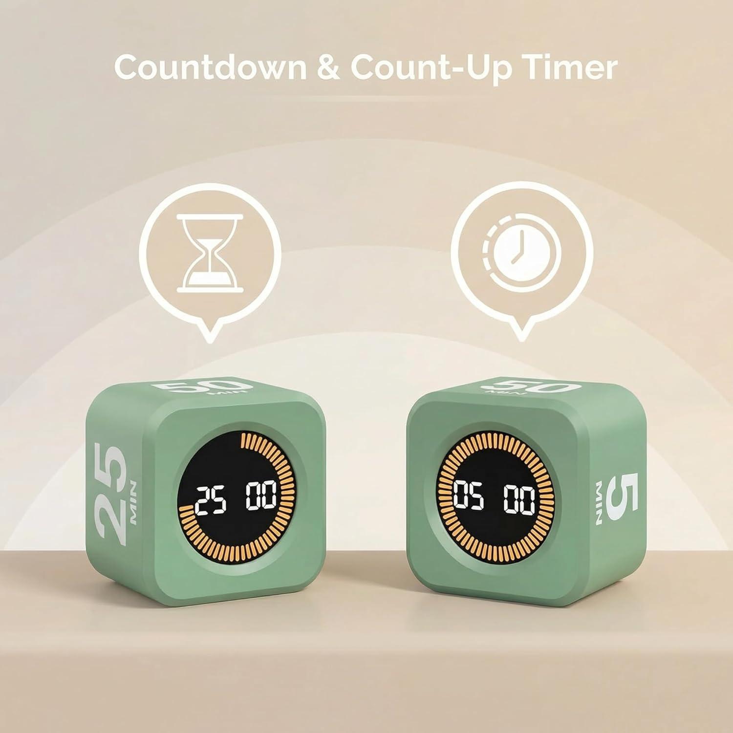 image:imageKADAMS Pomodoro Timer Visual Productivity Pomodoro Cube 5102550 Min Countdown amp Countup Silent Ideal for Work Study Cook Workout Kitchen School Classroom Office Gift Kids 1 WhiteGreen