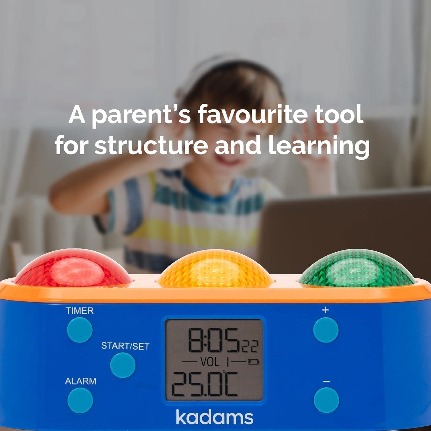 image:imageKADAMS Visual Timer Clock for Kids with PreAlarm Stop Light Concept Time Management for Toddlers Clock with Indoor Temperature Kindergarten Classroom Teacher Must Have