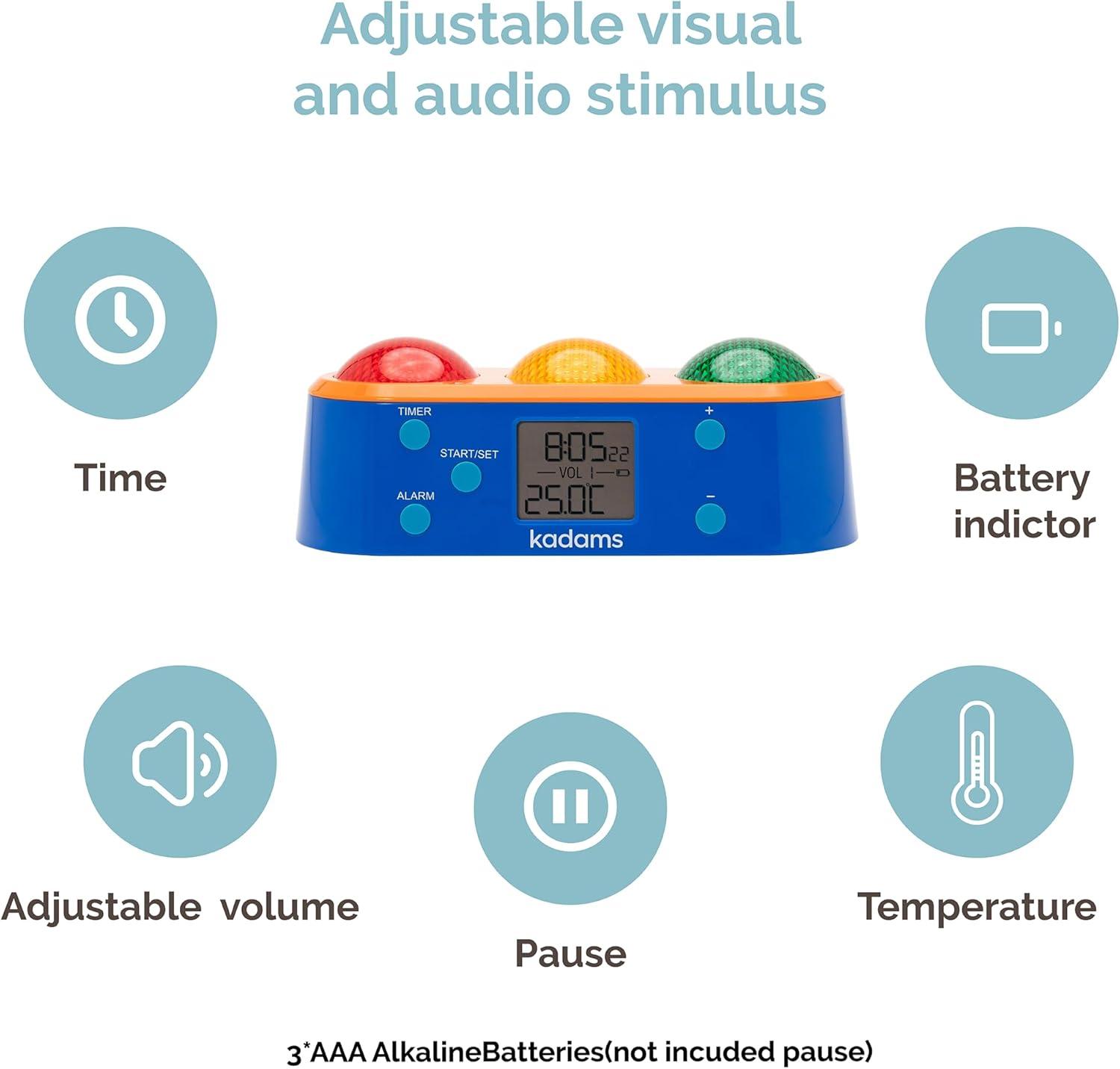 image:imageKADAMS Visual Timer Clock for Kids with PreAlarm Stop Light Concept Time Management for Toddlers Clock with Indoor Temperature Kindergarten Classroom Teacher Must Have