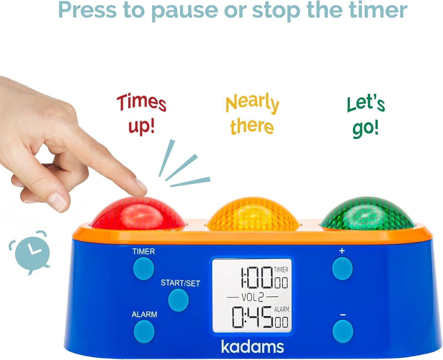 image:imageKADAMS Visual Timer Clock for Kids with PreAlarm Stop Light Concept Time Management for Toddlers Clock with Indoor Temperature Kindergarten Classroom Teacher Must Have