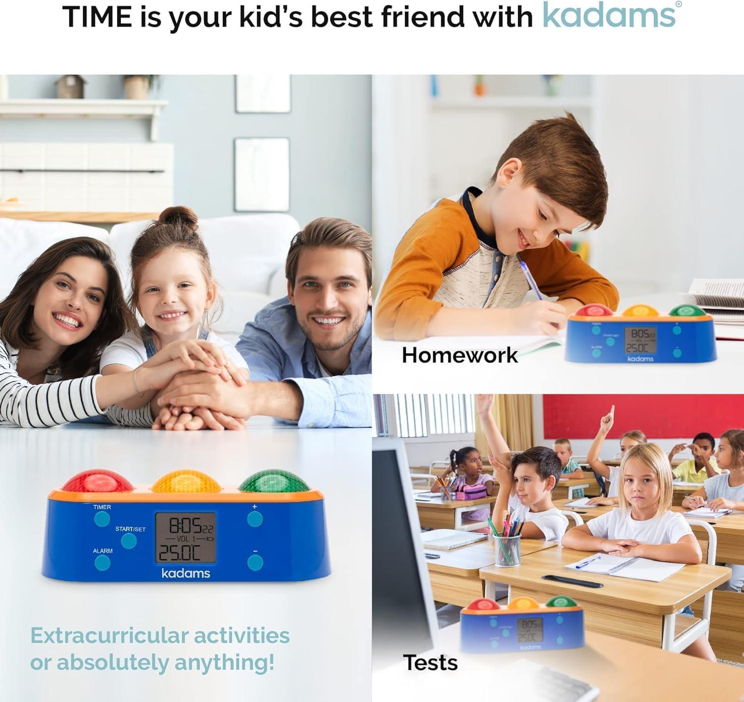 image:imageKADAMS Visual Timer Clock for Kids with PreAlarm Stop Light Concept Time Management for Toddlers Clock with Indoor Temperature Kindergarten Classroom Teacher Must Have
