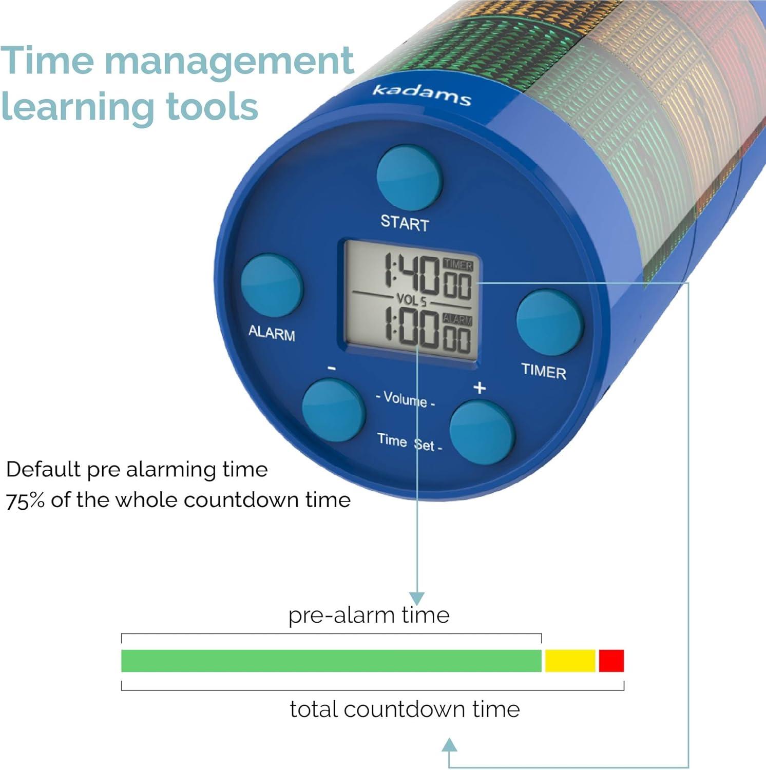 image:imageKADAMS Visual Timer for Kids with Audio PreAlarm Traffic Light Alarm for Kids Toddler Teachers Classroom Home Time Management Tool 24hr Countdown Pause Memory FunctionBlue