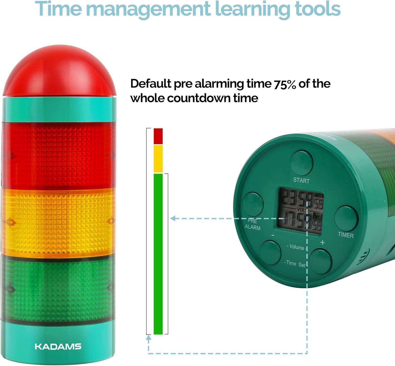 image:imageKADAMS Visual Timer for Kids with Audio PreAlarm Traffic Light Alarm for Kids Toddler Teachers Classroom Home Time Management Tool 24hr Countdown Pause Memory FunctionGreen
