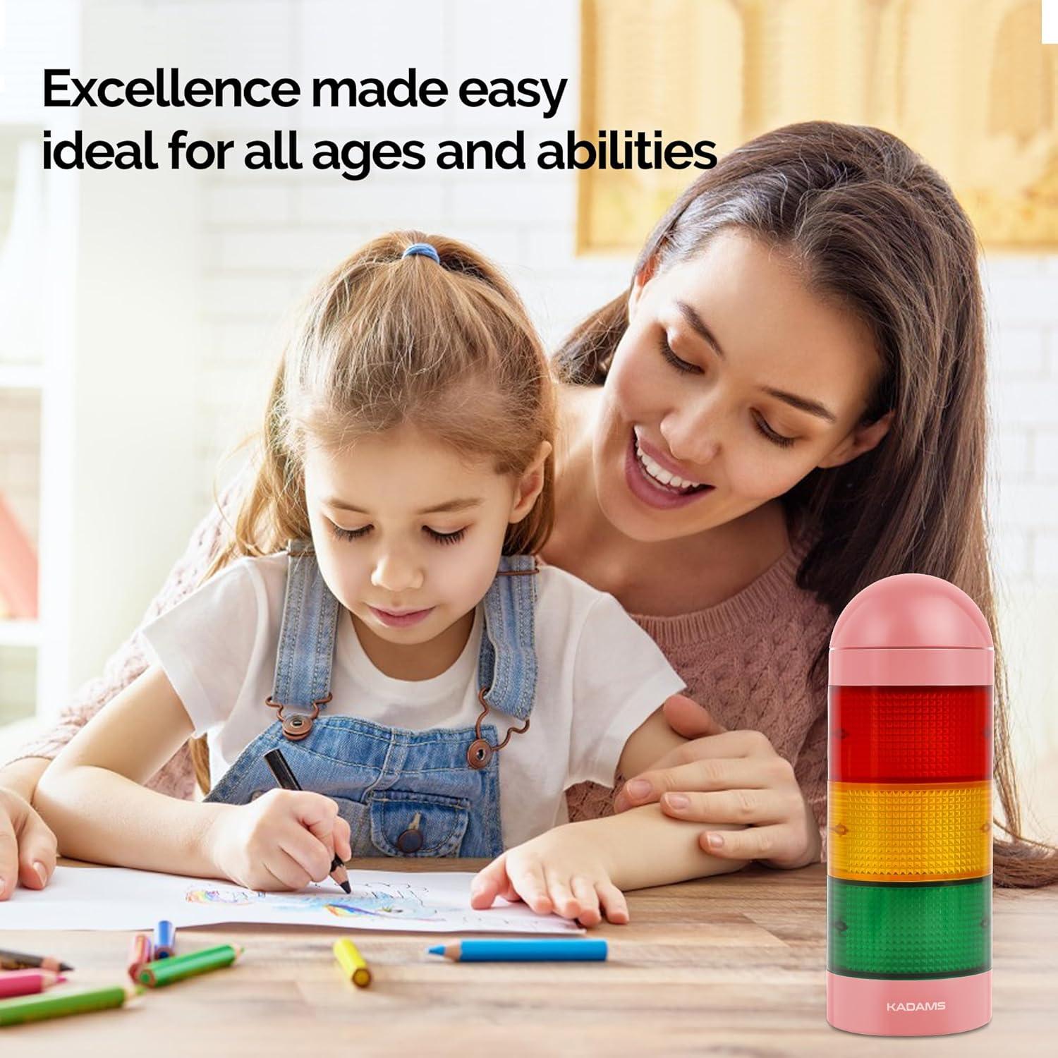 image:imageKADAMS Visual Timer for Kids with Audio PreAlarm Traffic Light Alarm for Kids Toddler Teachers Classroom Home Time Management Tool 24hr Countdown Pause Memory FunctionPink