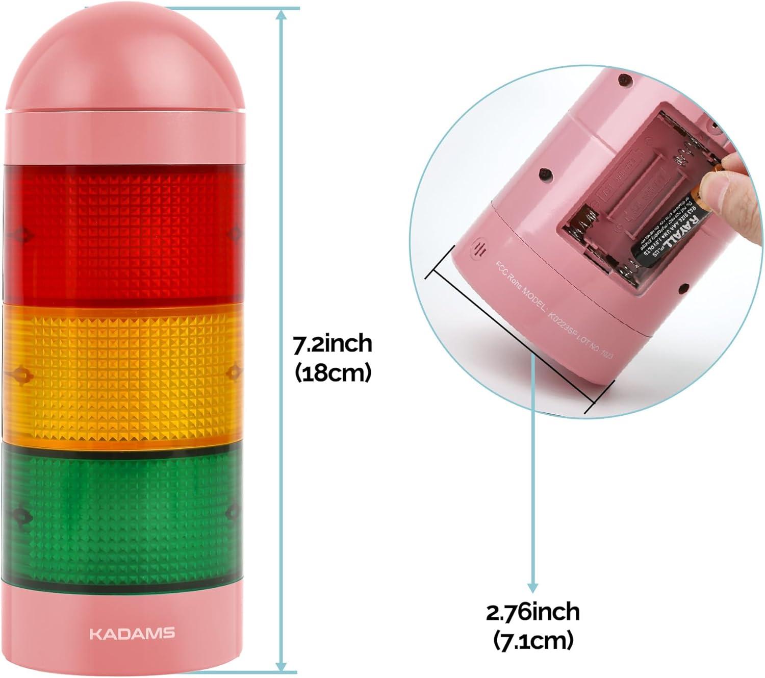 image:imageKADAMS Visual Timer for Kids with Audio PreAlarm Traffic Light Alarm for Kids Toddler Teachers Classroom Home Time Management Tool 24hr Countdown Pause Memory FunctionPink