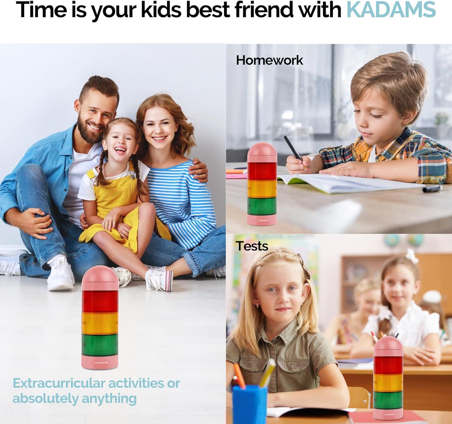 image:imageKADAMS Visual Timer for Kids with Audio PreAlarm Traffic Light Alarm for Kids Toddler Teachers Classroom Home Time Management Tool 24hr Countdown Pause Memory FunctionPink