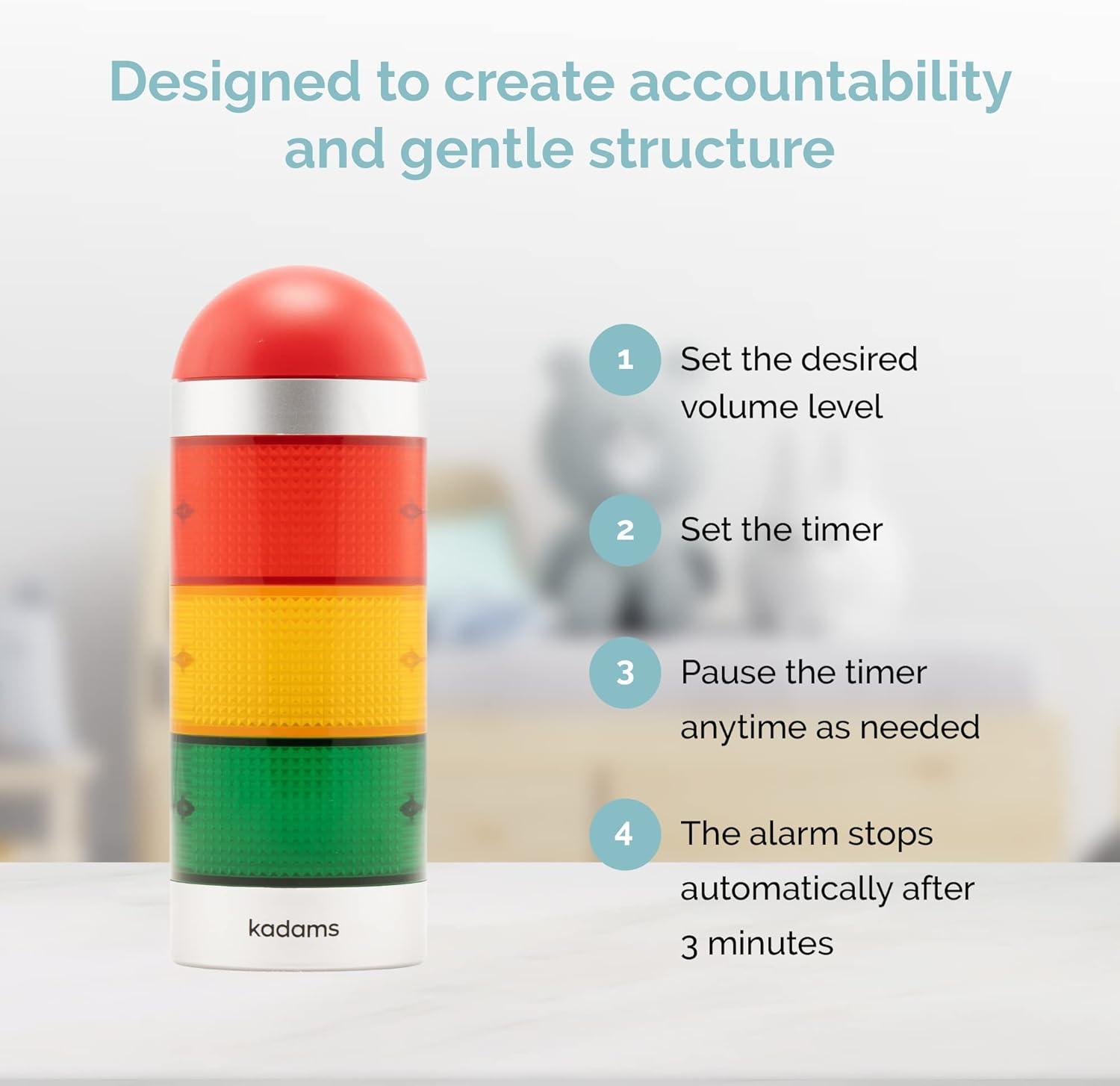 image:imageKADAMS Visual Timer for Kids with Audio PreAlarm Traffic Light Alarm for Kids Toddler Teachers Classroom Home Time Management Tool 24hr Countdown Pause Memory FunctionSilver