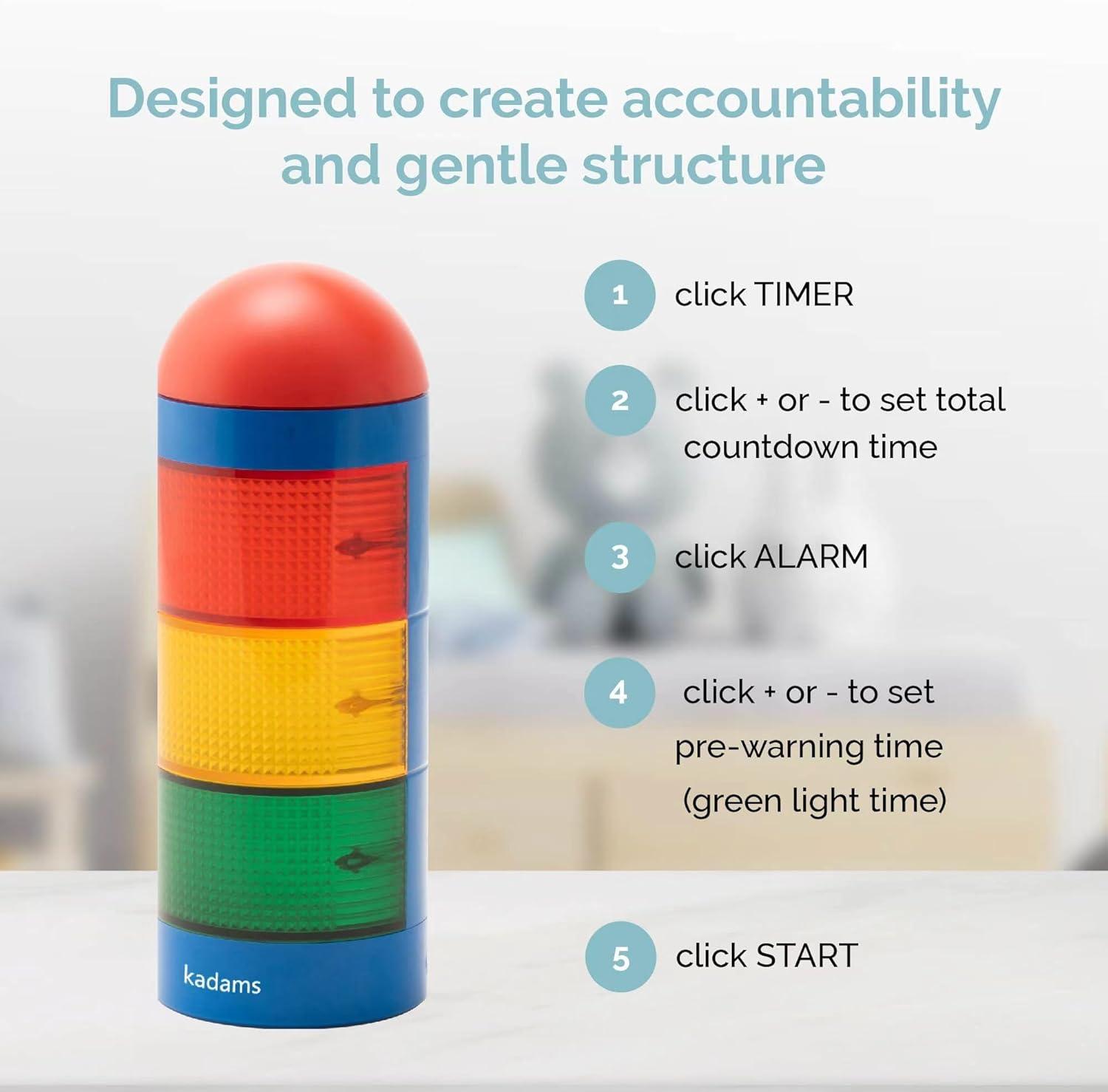 image:imageKADAMS Visual Timer for Kids with Audio PreAlarm Traffic Light Alarm for Kids Toddler Teachers Classroom Home Time Management Tool 24hr Countdown Pause Memory FunctionBlue