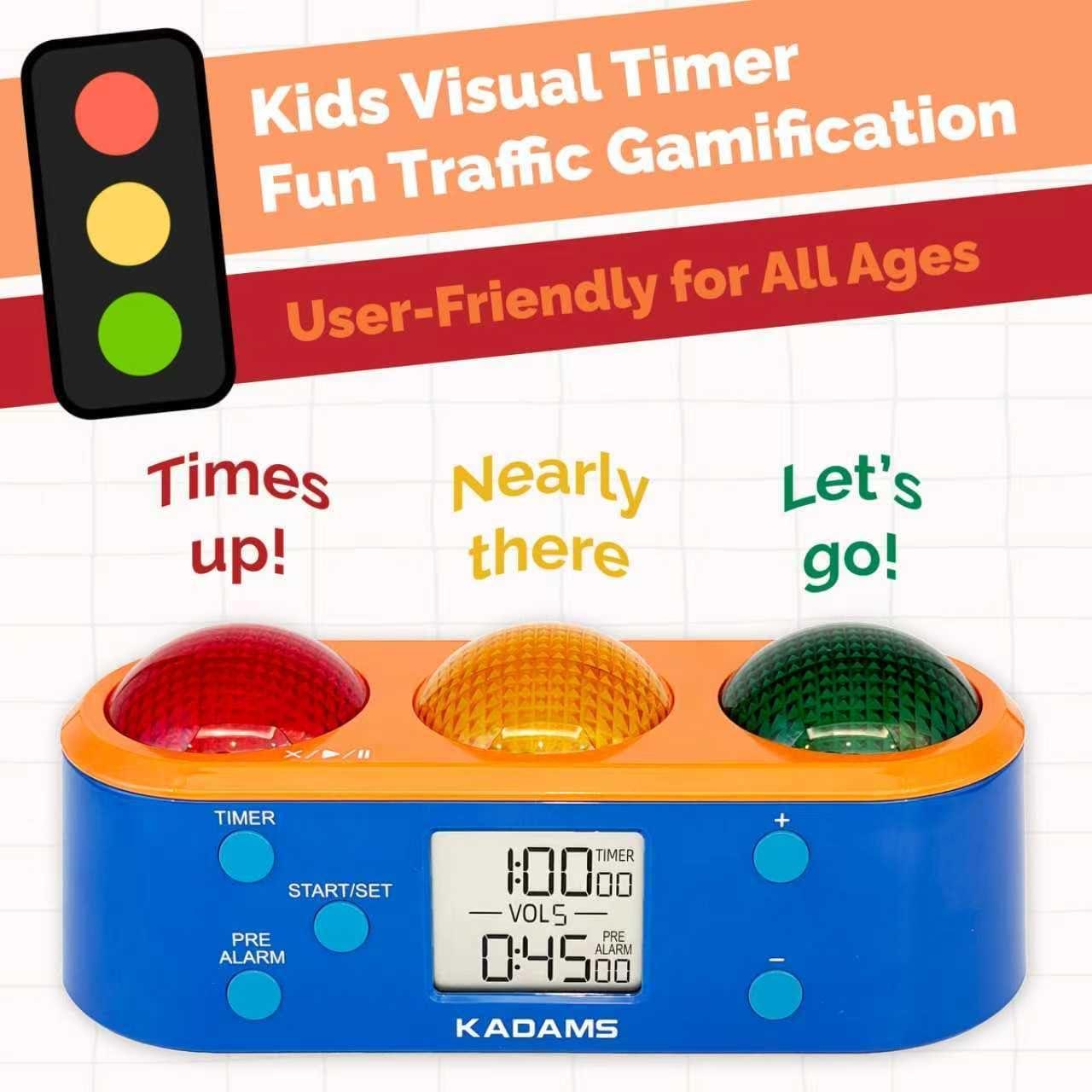 image:imageKADAMS Visual Timer for Kids with PreAlarm Stop Light Concept Clock with Indoor Temperature Kindergarten Classroom Teacher Must Have Time Management Gifts for Kids Toddlers KindergardenersADHD