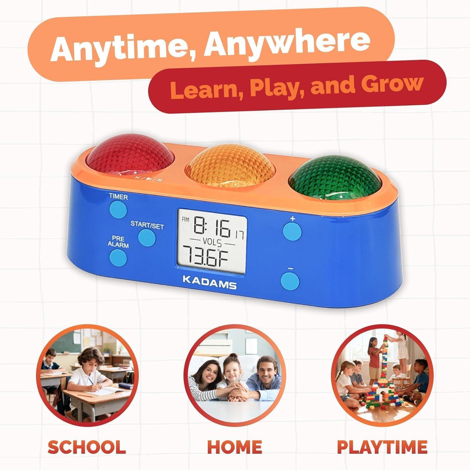 image:imageKADAMS Visual Timer for Kids with PreAlarm Stop Light Concept Clock with Indoor Temperature Kindergarten Classroom Teacher Must Have Time Management Gifts for Kids Toddlers KindergardenersADHD