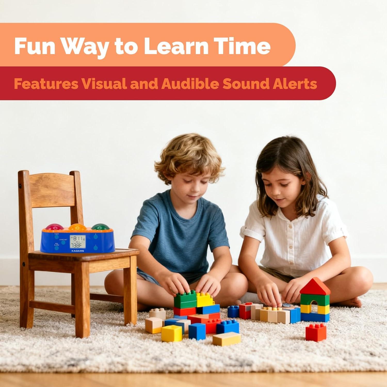 image:imageKADAMS Visual Timer for Kids with PreAlarm Stop Light Concept Clock with Indoor Temperature Kindergarten Classroom Teacher Must Have Time Management Gifts for Kids Toddlers KindergardenersADHD