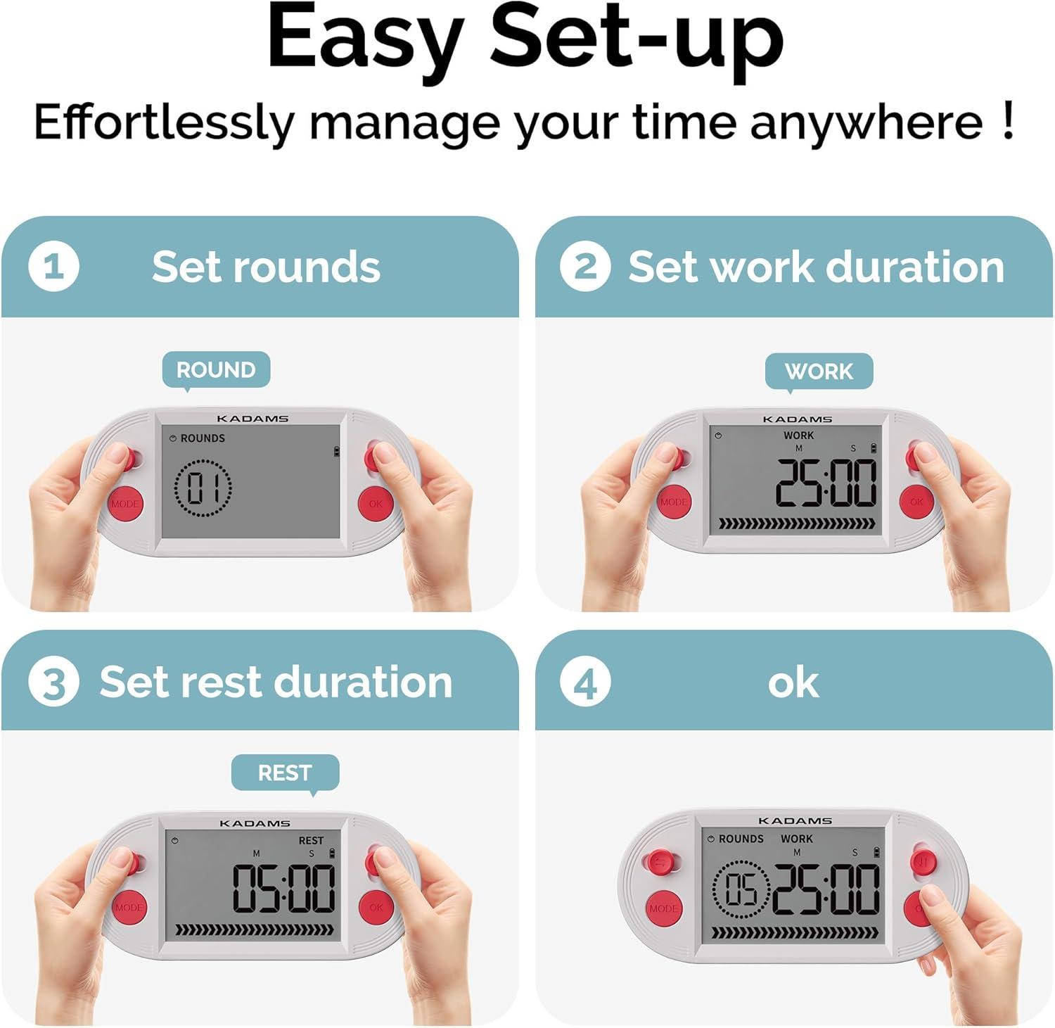 image:imageKADAMS Workout Interval Timer HIIT Tabata amp EMOM Training with Visual Countdown Ring Magnetic for Gym Home Workouts amp Fitness