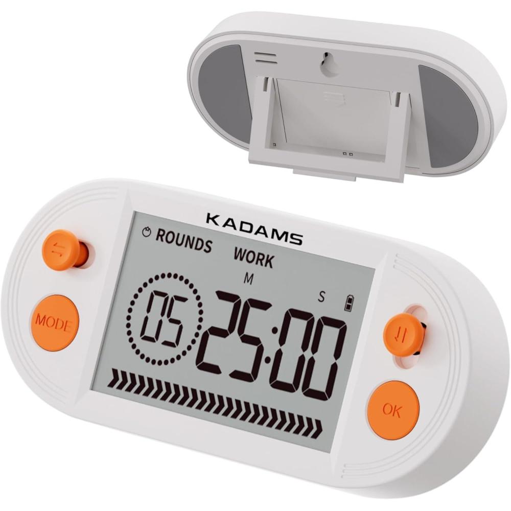 image:imageKADAMS Pomodoro Productivity Interval Timer Countdown Stopwatch for Study Yoga Gym Workouts Exercise HIIT Tabata with Magnets Stand Orange