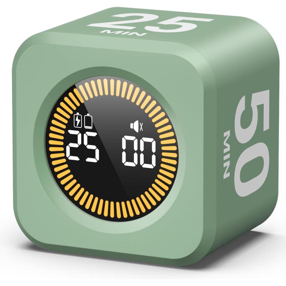 image:imageKADAMS Pomodoro Timer Visual Productivity Pomodoro Cube 5102550 Min Countdown amp Countup Silent Ideal for Work Study Cook Workout Kitchen School Classroom Office Gift Kids 1 WhiteGreen