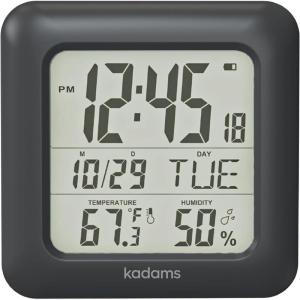 image:imageKADAMS Bathroom Clock 95 Kitchen Wall Clock with Large LCD Screen  Shower Clock with Suction CupTemperature Humidity Calendar  WaterResistant 4 Mounting Options SilverBlack