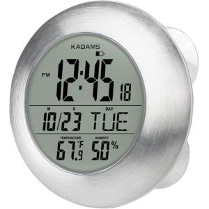 image:imageKADAMS Bathroom Shower Digital Wall Clock 95 Kitchen Clock Calendar Water Resistant  Large LCD Screen  Temperature amp Humidity Display  Thoughtful Gift for All Ages Silver