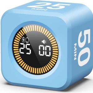 image:imageKADAMS Pomodoro Timer Visual  Productivity Pomodoro Cube 5102550 Min Countdown amp Countup Silent  Ideal for Work Study Cook Workout Kitchen School Classroom Office Gift Kids 1 WhiteBlue