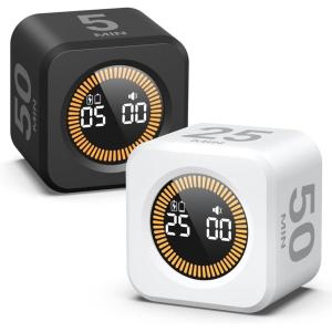 image:imageKADAMS Pomodoro Timer Visual  Productivity Pomodoro Cube 5102550 Min Countdown amp Countup Silent  Ideal for Work Study Cook Workout Kitchen School Classroom Office Gift Kids 1 WhiteBlack  White