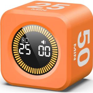 image:imageKADAMS Pomodoro Timer Visual  Productivity Pomodoro Cube 5102550 Min Countdown amp Countup Silent  Ideal for Work Study Cook Workout Kitchen School Classroom Office Gift Kids 1 WhiteOrange