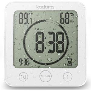 image:imageKADAMS Shower Clock Waterproof Bathroom Timer  Digital Wall Clock with Countdown Magnetic Kitchen Clock with Temperature amp Humidity Suction Cup for Kids Shower Spa Cook Bath GreenWhite