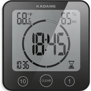 image:imageKADAMS Shower Clock Waterproof Bathroom Timer  Digital Wall Clock with Countdown Magnetic Kitchen Clock with Temperature amp Humidity Suction Cup for Kids Shower Spa Cook Bath GreenBlack