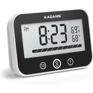 image:imageKADAMS Shower Timer Clock Waterproof Bathroom Timer  Digital Wall Clock with Countup Countdown Magnetic Kitchen Timer Clock Temperature Suction Cup Kids Shower Spa Cook Bath Black RectangularBlack